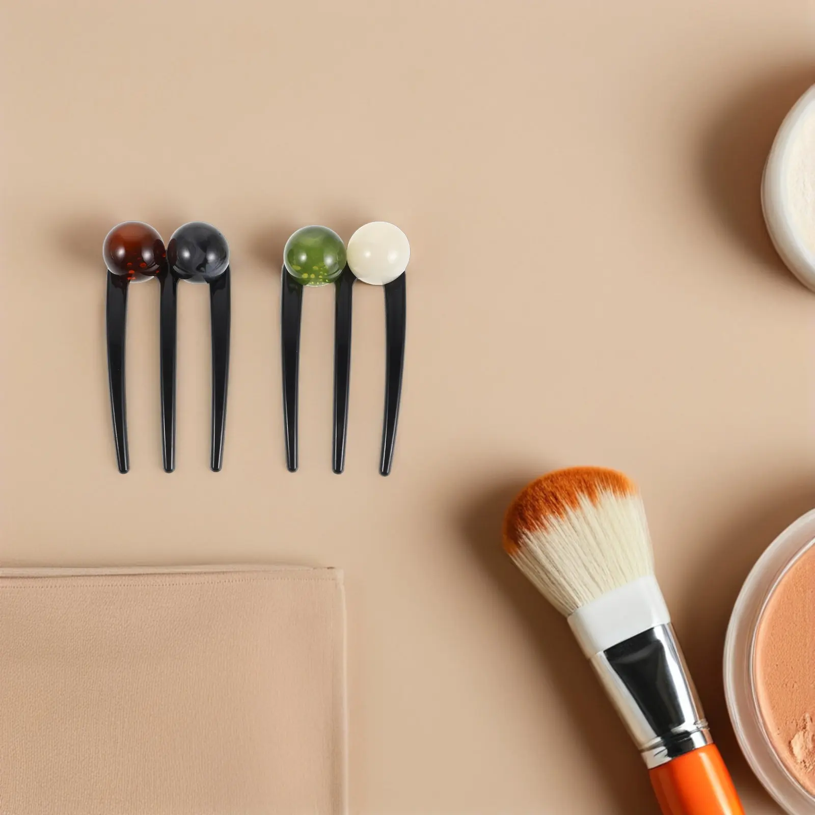 4Pcs U Shaped Hair Pins Chinese Style Hair Fork Clips for Buns Updos Daily Hairstyle Accessories Beaded Elegant Holders