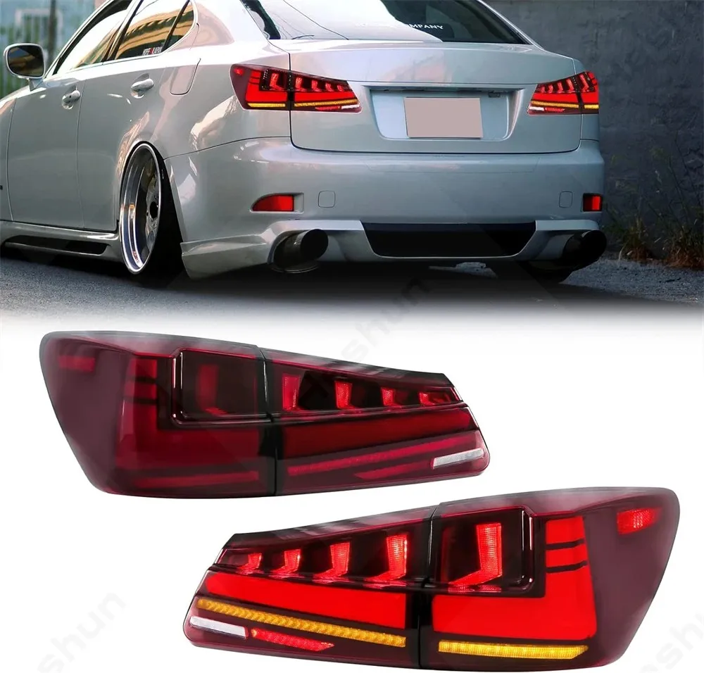 Задние фонари LED для Lexus IS250 IS350 IS220d Sedan ISF 2006-2013, комплект задних фонарей с динамическим сигналом поворота и функцией DRL, E-mark