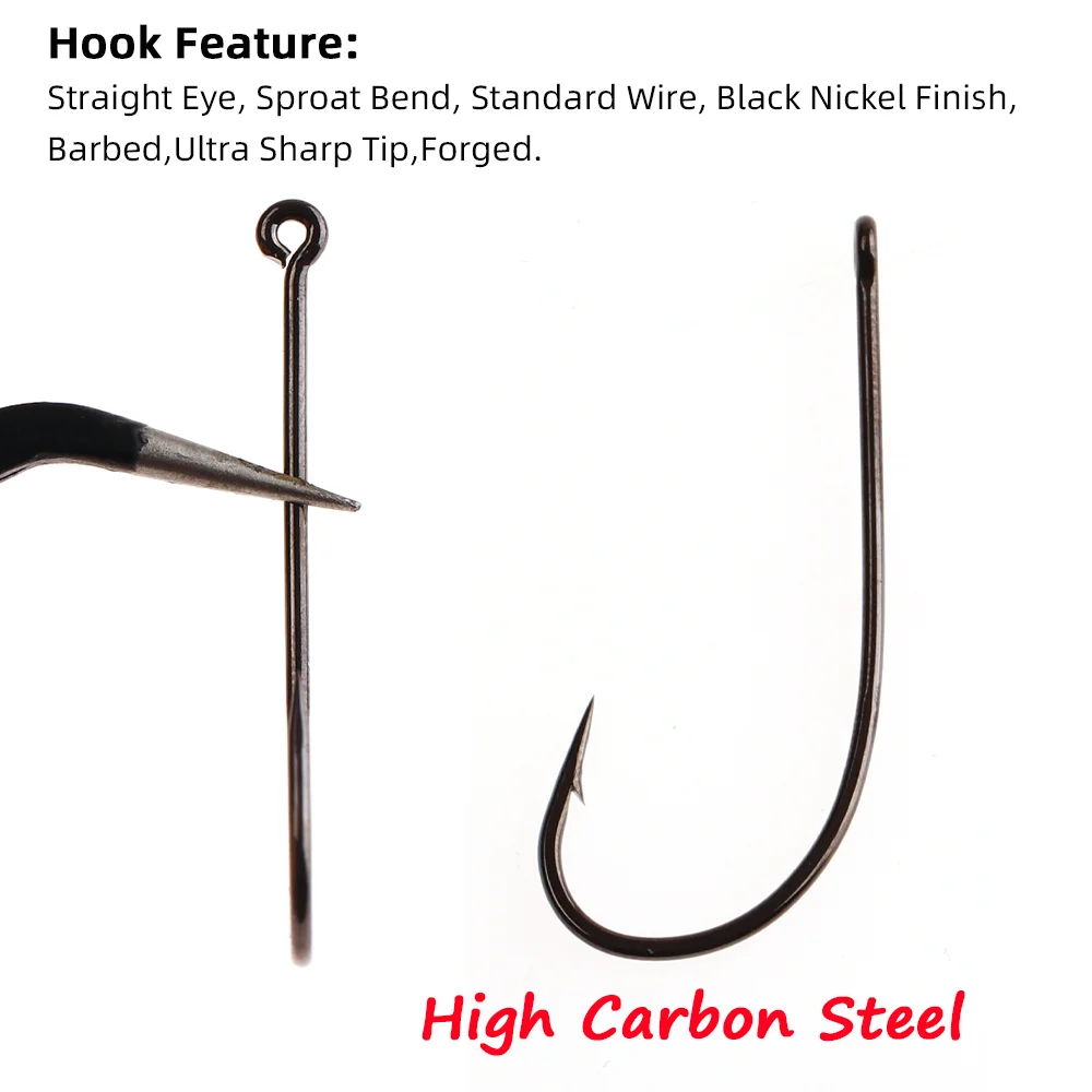 Vampfly 50pcs #2-#16 High Carbon Steel Streamer Fly Tying Hook for Squid Minnow Tube Fly Woolly Buggers Trout Bass Fishing Lures - view 4