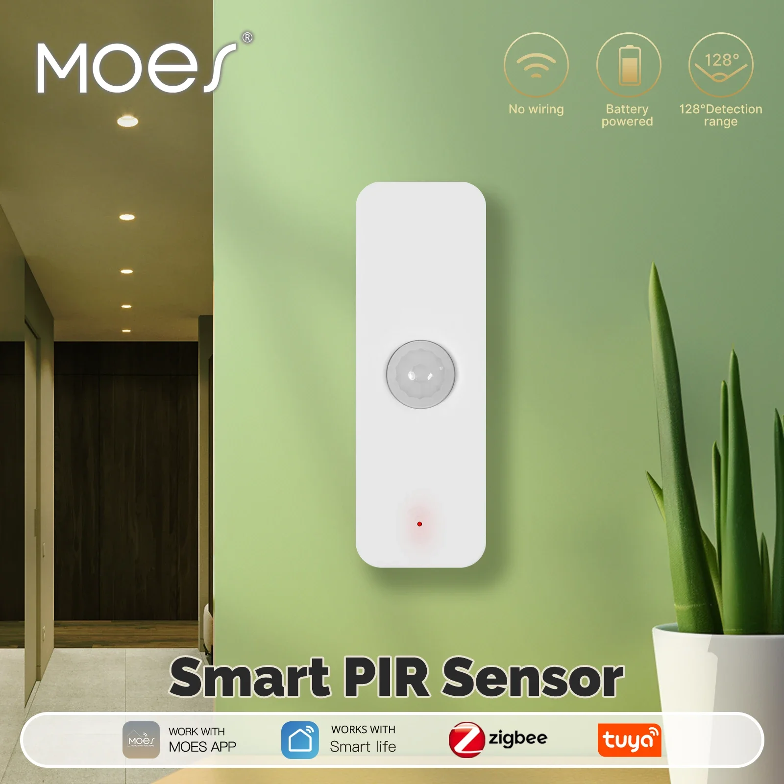 MOES Tuya WiFi/ZigBee Smart PIR Sensor Human Body Infrared Motion Detector Home Security Scene Linkage Automation Battery Power