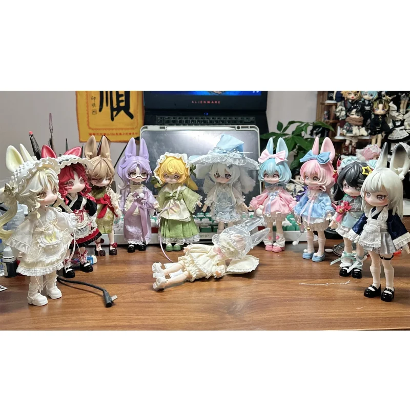 دمية جديدة غير صالحة للأكل 1/12 Bjd Moon Time Bunny Series صندوق أعمى حركة مفصلية 1/12 دقيقة لعبة دمية لطيفة عتيقة لسطح المكتب