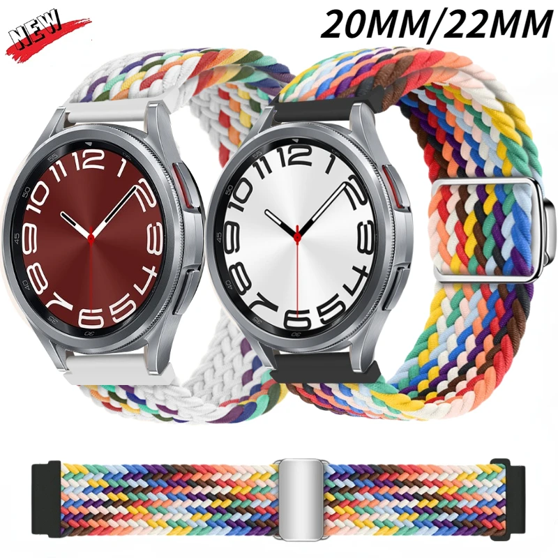 20mm 22mm Magnetic Braided Loop Strap for Samsung Galaxy Watch 6 5 4 3 Amazfit GTS 4/GTR Wristband Huawei Watch 4//3/GT Pro Band