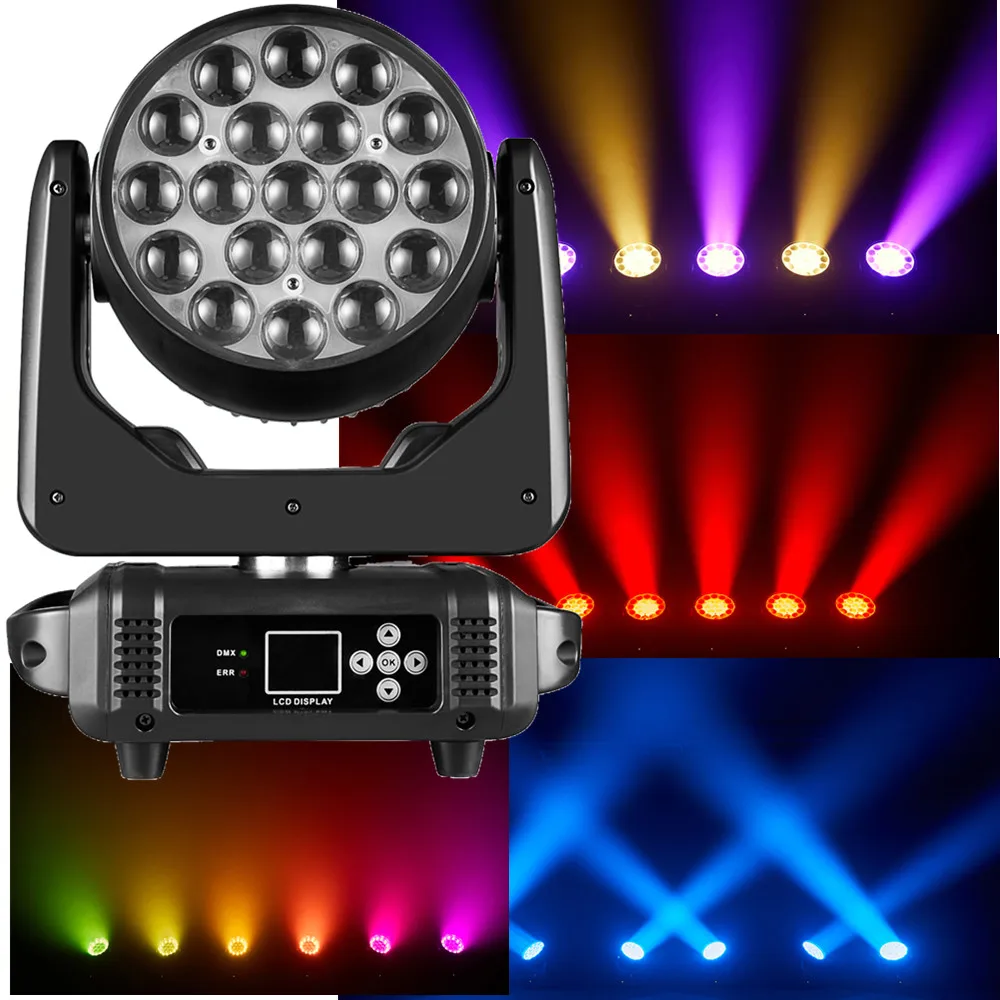 Imagem -02 - Moving Head Light para dj Wash Zoom Rgbw Stage Spotlight Luzes para Boate Disco Dmx512 19x15w