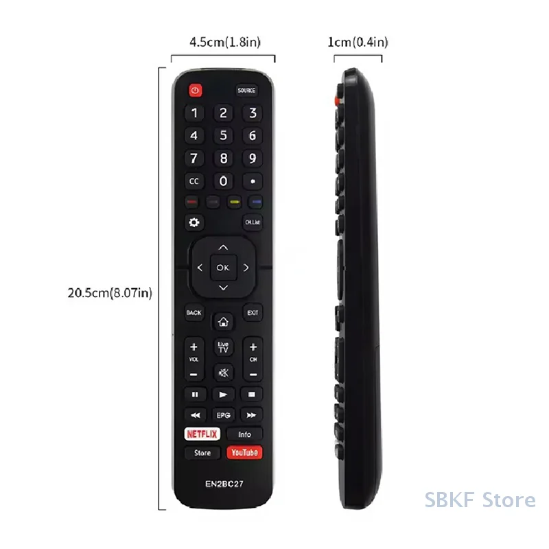 Telecomando Hisense Smart TV LCD LED H39AE5500 EN2BC27 - Accesso istantaneo Netflix e YouTube.