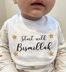 Start with Bismillah Bib Ramadan Mubarak Islamic Kareem Eid iftar Salaam World Welcome Muslim Baby boy girl Baby Shower gift