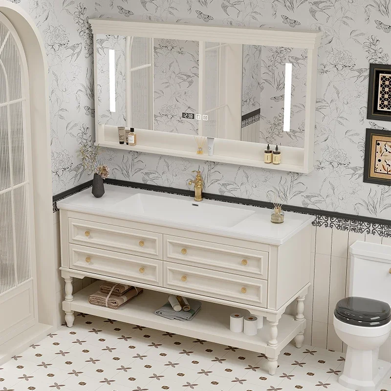 

Wooden Furniture Bathroom Wc Salon Station Corner Cabinet Washbasin Column Wall Pharmacy Storage Gabinete Vanity Luxury Mirrors