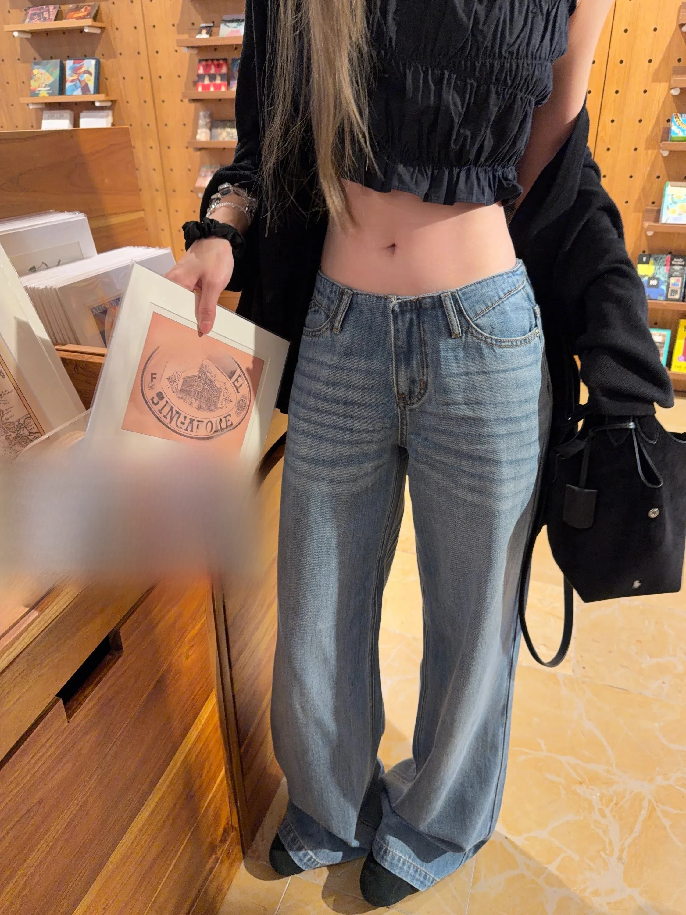 

Low Waist Wide Leg Jeans Women's Casual Style Blue Denim Low Waist Tannin Summer Waist Slim Lenzing Straight Leg Jeans