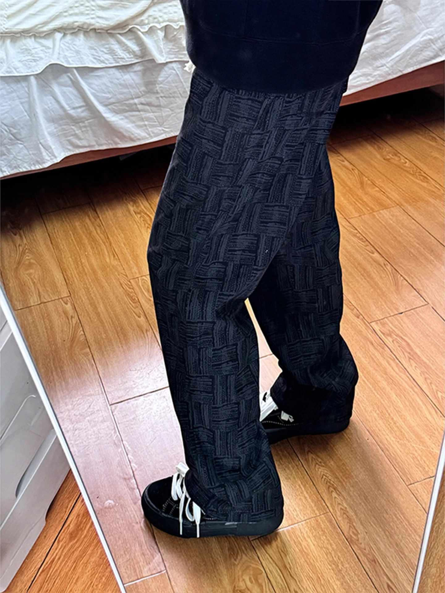 

Ретро, американские повседневные прямые брюки на подкладке, свободные длинные брюки для мужчин и женщин, осенне-зимние теплые высококачественные прямые брюки...