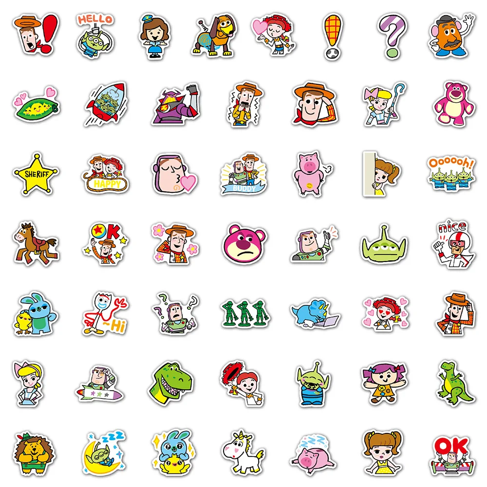 10/30/50pcs Disney zabawka Kawaii historia naklejki Buzz Lightyear Cartoon walizka rower Scrapbooking dla dzieci Graffiti naklejka prezent