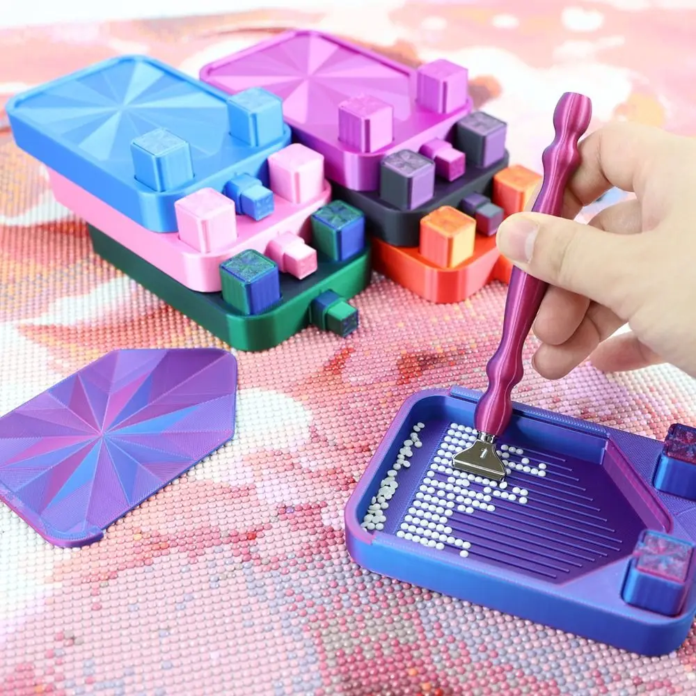 DIY Craft Diamond Painting Tray with Lid Embroidery Storage Flip Drill Tray Multi Functional Beading Plates Drill Storage Box