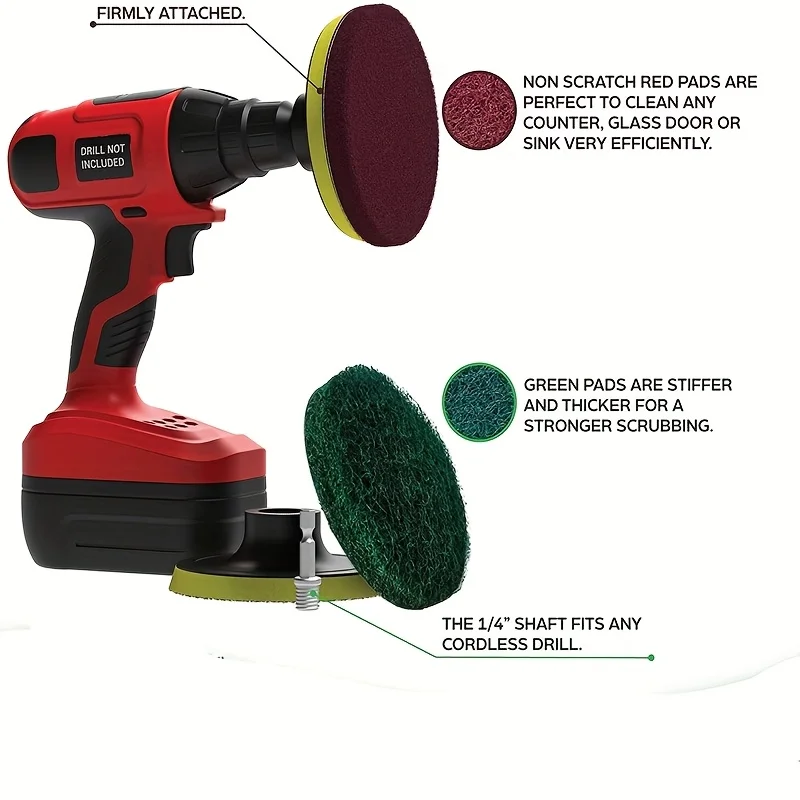 Car Electric Drill Brush Kit Electric Cleaning Brush Tool Polishing Pad Household Cleaning Tool for Bathroom Floor Tub view 4