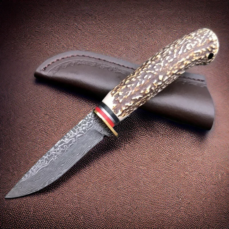Outdoor Straight Knife Bone Imitation Handle Knife Multi Functional High Hardness Pocket Fixed Blade Fine Feeling In The Hand