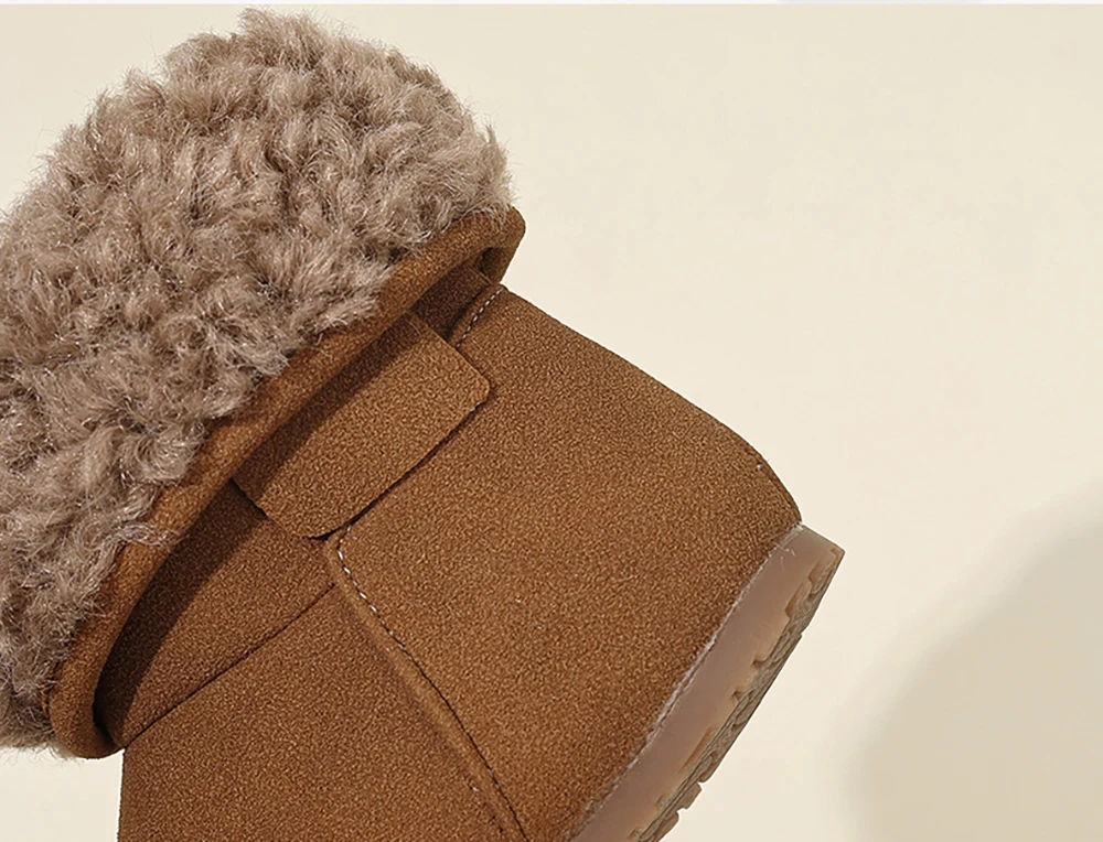 متعددة الوظائف أحذية الشتاء للأطفال سميكة الدافئة فو الفراء مبطن أحذية قطنية مكافحة زلق في الهواء الطلق أفخم الثلوج الأحذية للأطفال