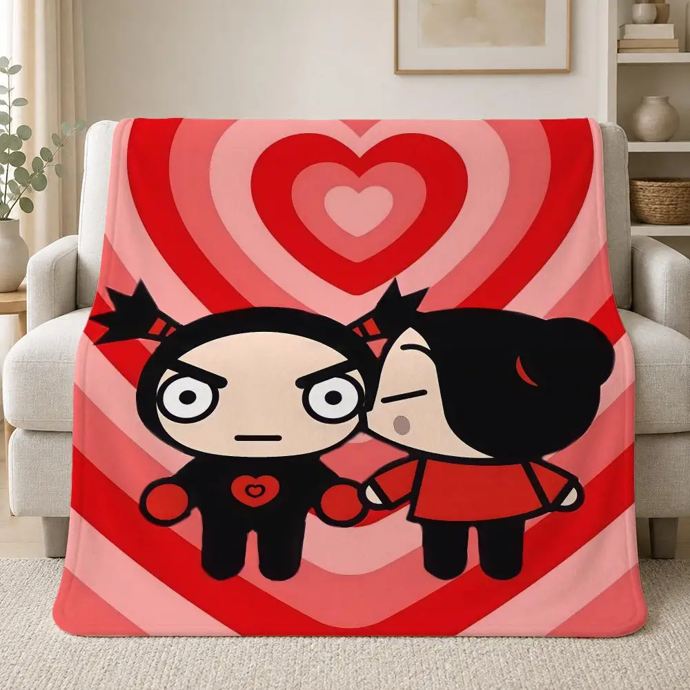 Cute Romantic Cartoon Pucca Throw Soft Plush Flannel Throw Blanket Sofa Bed Travel Home Decor