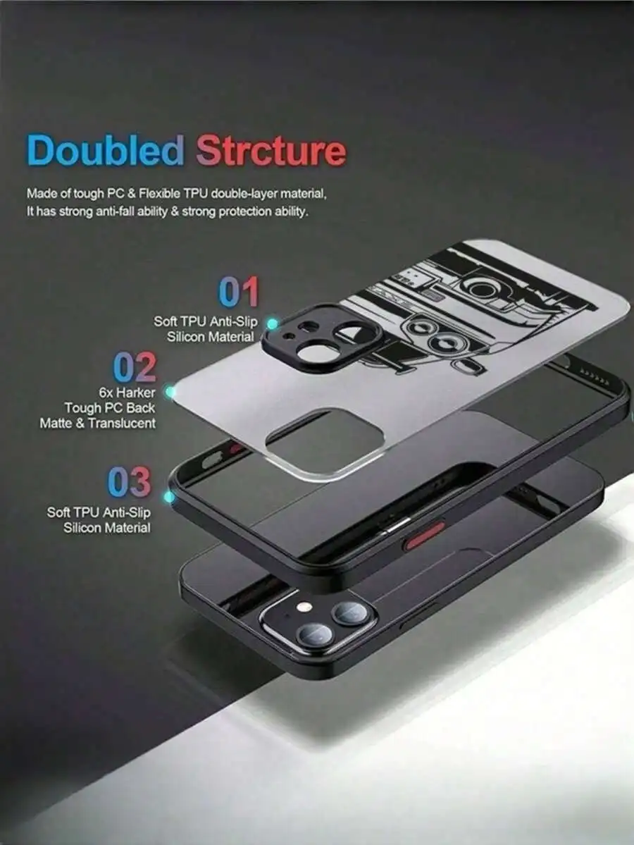 

Matte Transparent TPU Phone Case With Racing Car Pattern Anti-Fall Wireless Charging Compatible