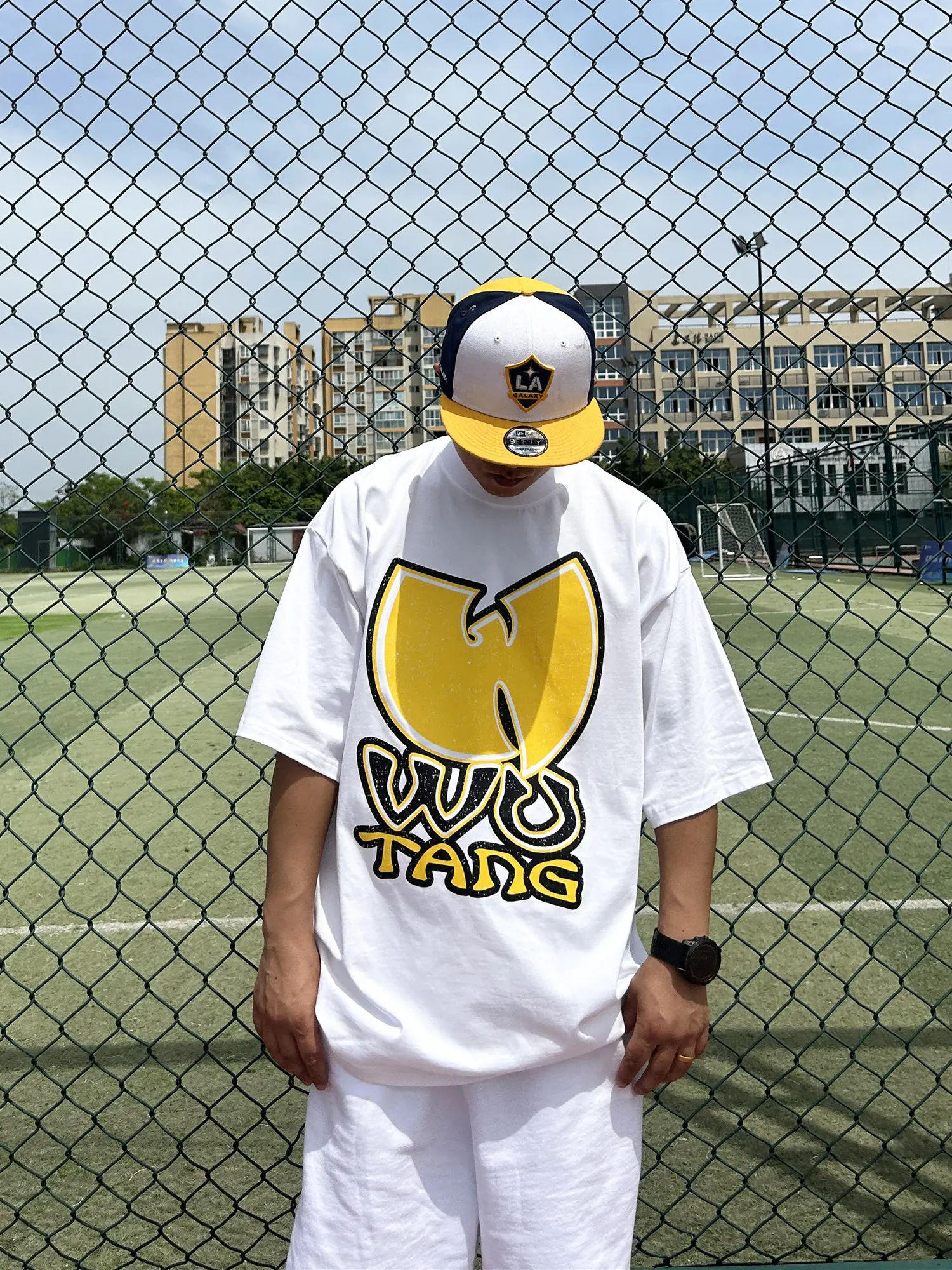 2026 Summer New Men's American Street Style Daily Casual Loose Fit Plus Size White Black Letter Print Small Neck T-Shirt