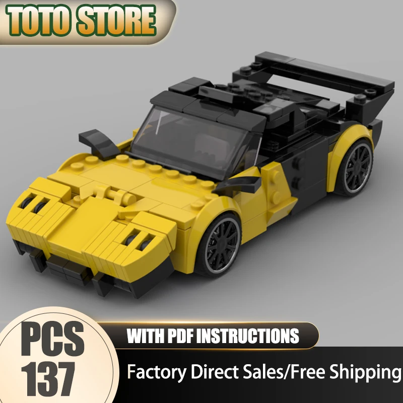 Modelo de coche súper deportivo Moc, bloque de construcción Modular yra R, modelo de campeones de velocidad, tecnología, ensamblaje de ladrillos, juguete para regalos de vacaciones