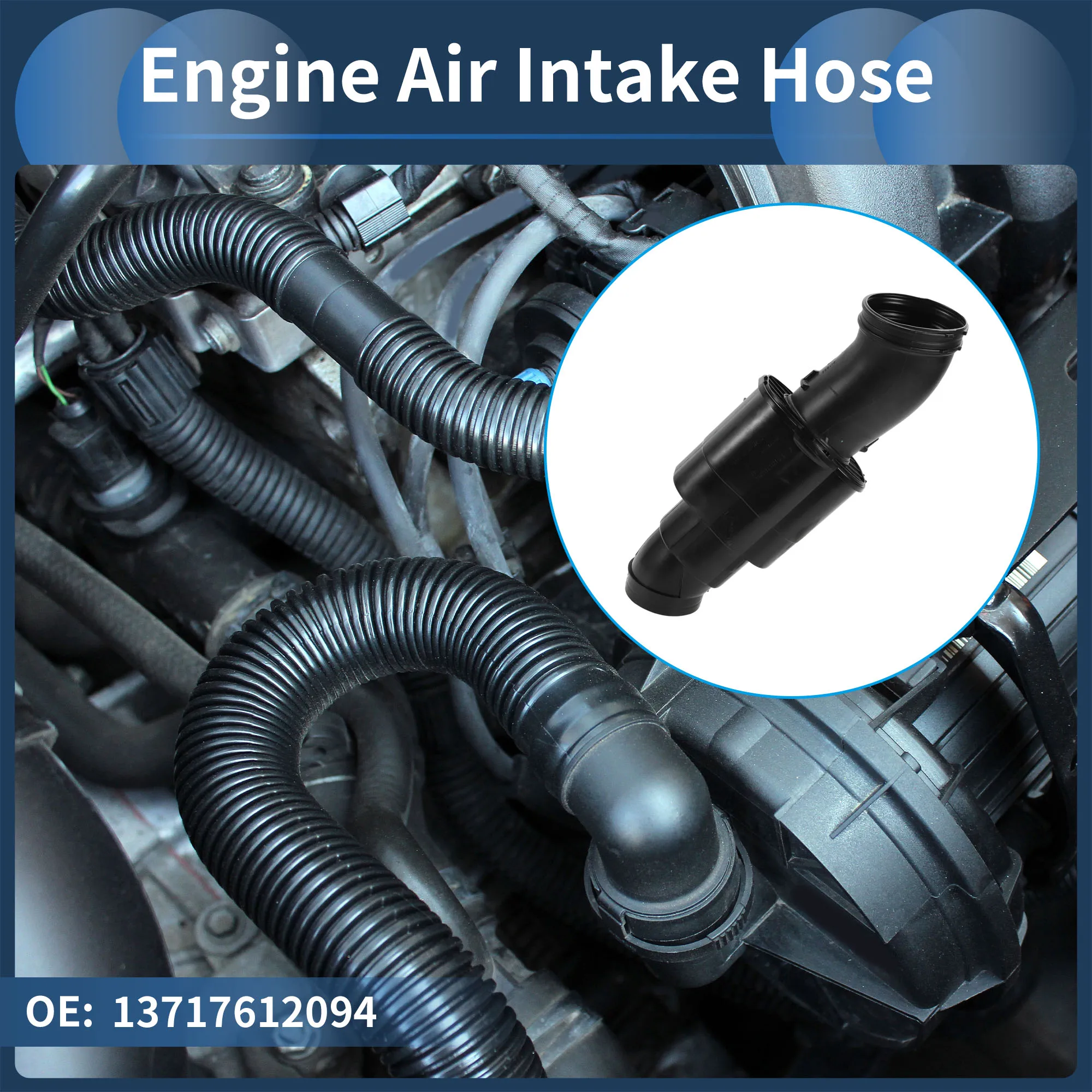 

UXCELL Engine Air Intake Hose for BMW F10 Series 528i 2012-2016 No.13717612094 Rubber