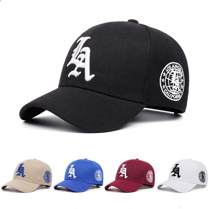 2025 nueva gorra de béisbol de moda para mujer con bordado lateral de la letra LA, gorra informal para hombre, sombrilla para deportes al aire libre, sombrero de Hip Hop