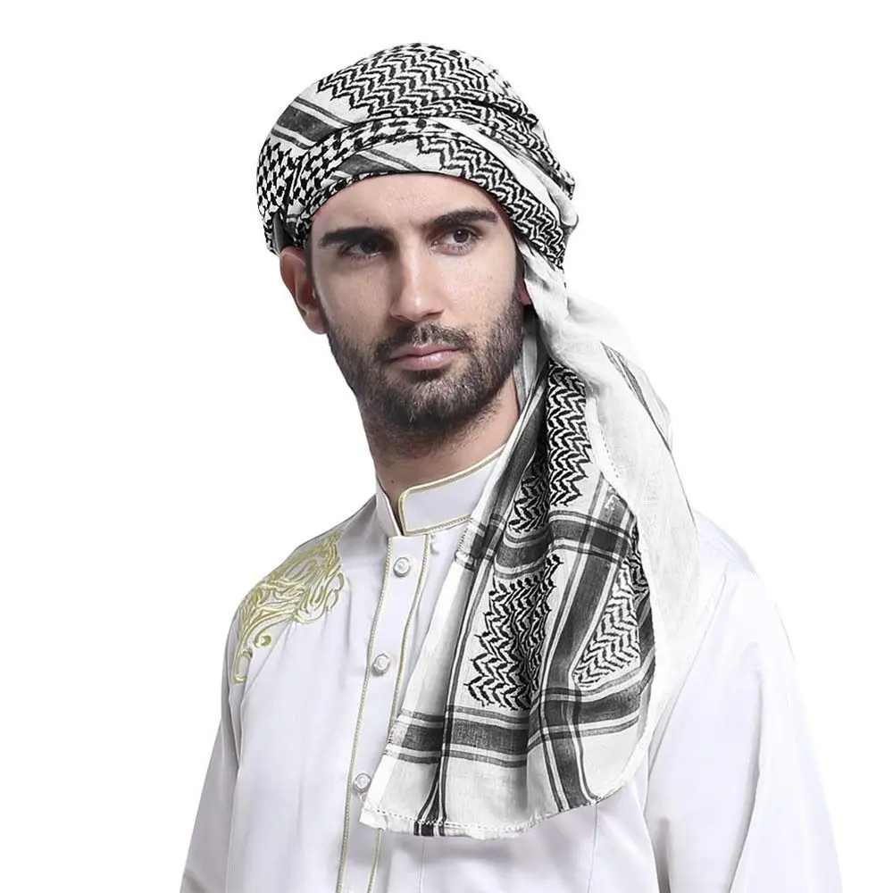 1Pcs Palestine Bandana Muslim Shemagh Scarf Islamic Traditional Costumes Multifunction Headwrap Arabic Turban Hijab