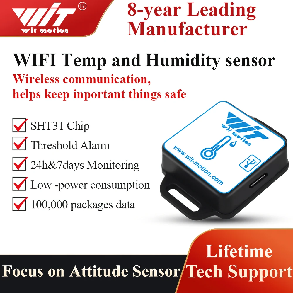 WIT-WWS01 Wireless Temperature and Humidity sensor for PC/Android/Cloud Flatform, Monitoring everywhere,Smart Sensor with Alerts