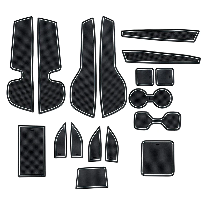 Дверной слот для ворот, подстаканник, подлокотник, нескользящий коврик, черный с белой линией, ПВХ, подходит для Mitsubishi Outlander 2023, LHD Дверной слот для ворот, подстаканник, подлокотник, нескользящий коврик, черный с белой линией, ПВХ, подходит для Mitsubishi Outlander 2023, LHD