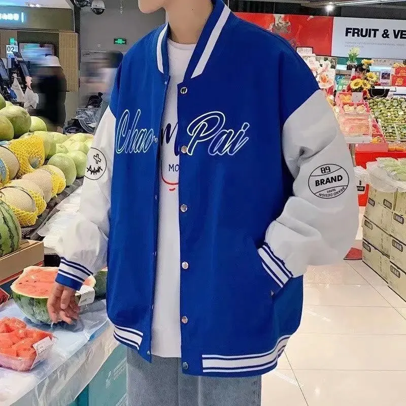 

Мужская куртка-бомбер Klein Blue, весна-осень, в американском стиле, модная, с подкладкой, с надписью, крутая