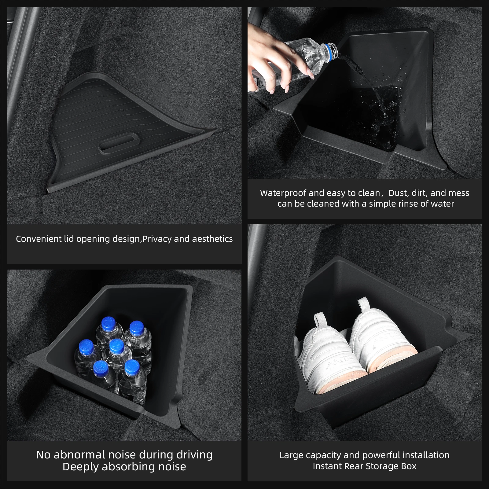 LUCKEASY Berlin Version für Tesla Model Y Juniper 2025 2026, Kofferraum-Aufbewahrungsbox, Organisation, Aufräumen, Auto-Koffer-Zubehör, TPE – Detail 9
