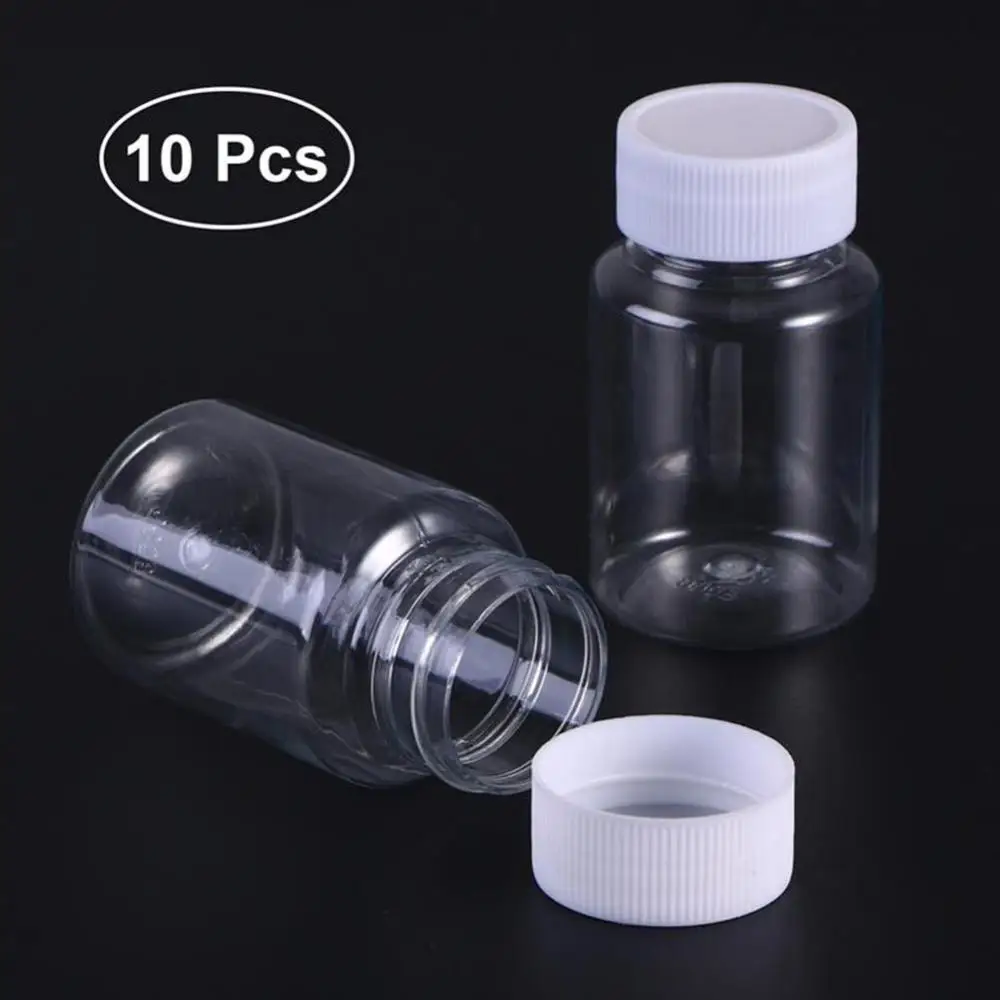 10 Pcs 30ml Transparent Plastic Pill Bottles Salt Candy Case Storage Container Clear Safe Empty Seal Bottles Powder Medicine Box