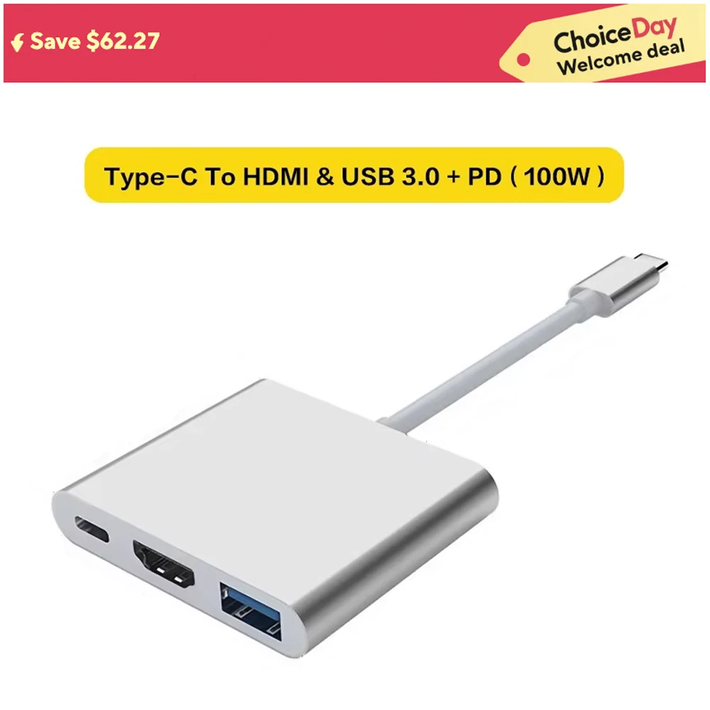

USB-C To HDMI-compatible 3 in 1