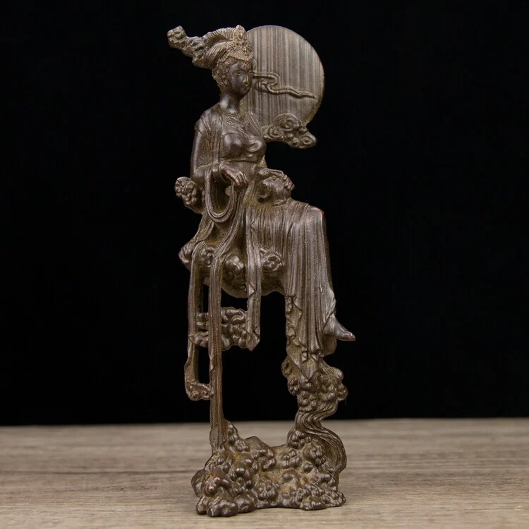 Antique Copper Moon goddess statue