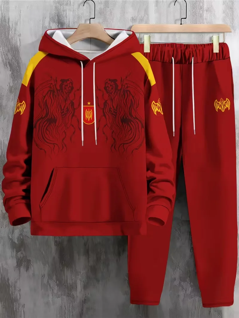 

Осенне-зимний мужской спортивный комплект с капюшоном и принтом тигрового черепа, мужской комплект с 3D принтом, быстросохнущий и дышащий комплект с капюшоном