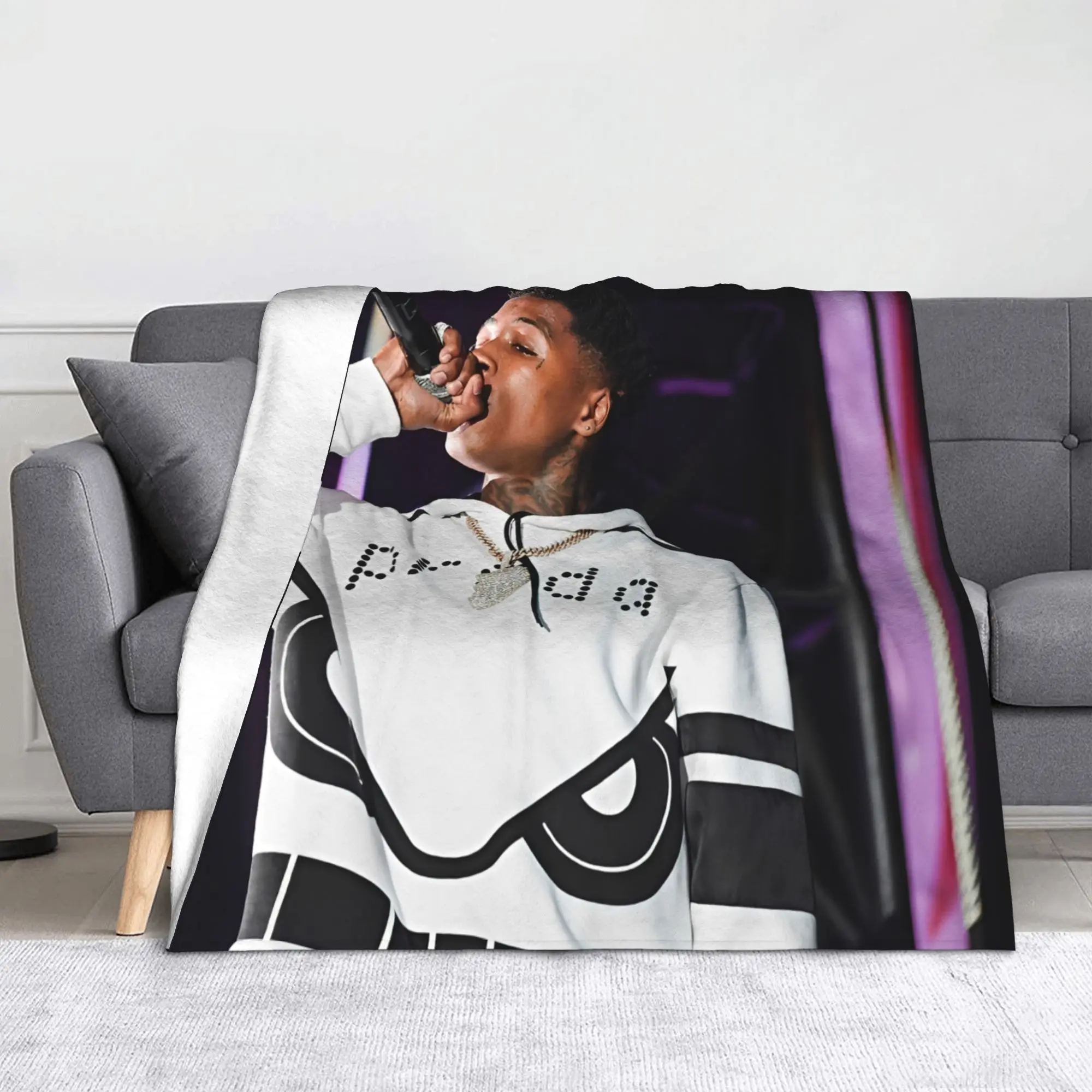 YoungBoys Rapper Music Blankets  Plush Throw Blankets Bedroom Sofa Printed Lightweight Bedspreads