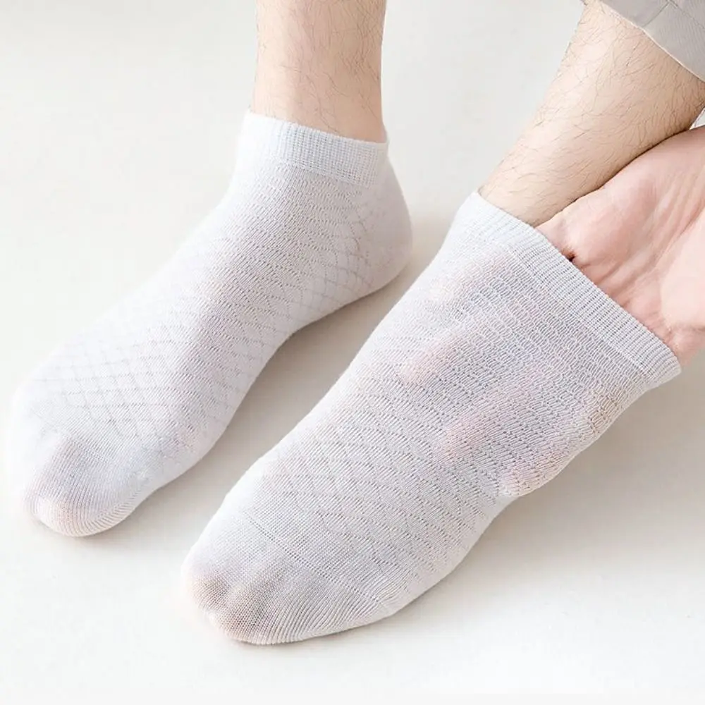 5 Pairs Summer Breathable Men\'s Mesh Socks Sweat-absorbing Thin Cotton Male Short Socks Low Tube Sports Ankle