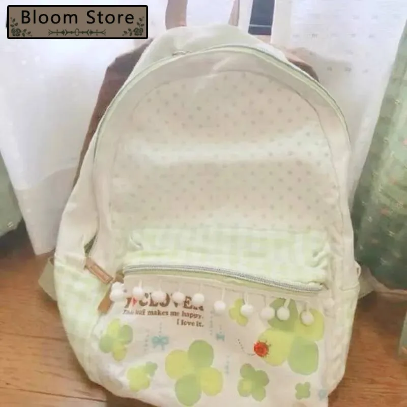 

Patchwork Contrast Color Chic Dot Letter Print Backpack Y2k Aesthetic Kawaii Sweet Schoolbag Casual Fashion All Match Backpacks