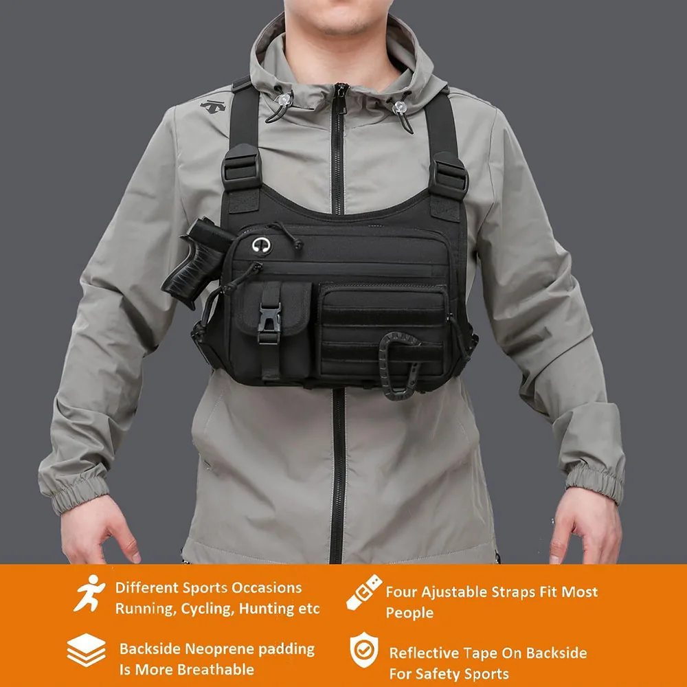 

Outdoor Tactical Vest Multi-Functional Waterproof Wear-resistant Vest Backpack Men's Tactical Chest Bag for Hunting