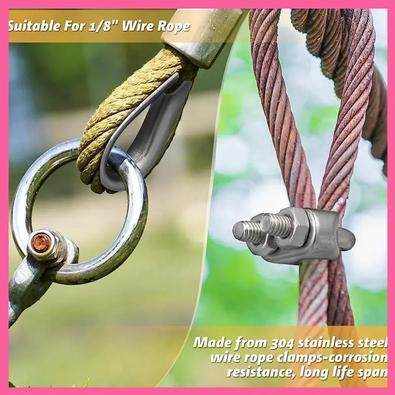 

HOT-30PCS 1/8 Inches Stainless Steel Wire Rope Cable Clip Clamp For Wire Rope Rigging Tent Rope Guard Railing System