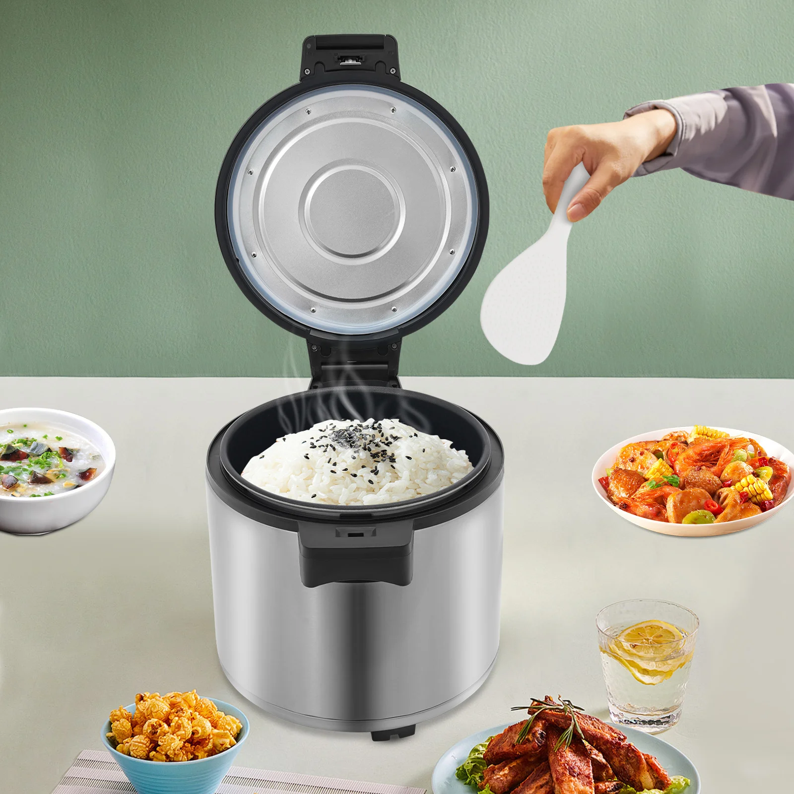 Rice Warmer 23L Stainless Steel Commercial Food Warmer Large Capacity 6.08 Gallon 3D Heating Heat Retention For Restaurants Catering