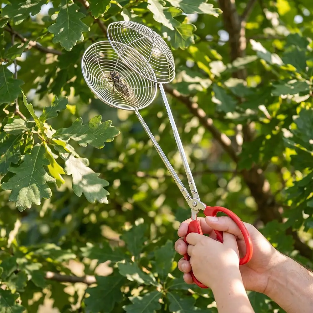 17Cm Net Cover Fishing Gripper Stainless Steel Mesh Strainer Aquatic Catching Tool Rust-proof Long Handle Seafood Clip