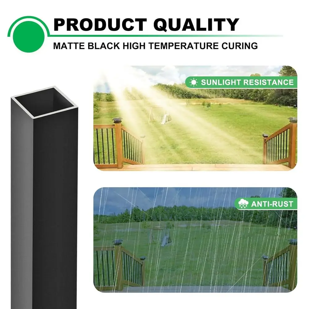 36-Inch Black Aluminum Square Deck Balusters, 3/4 Thick, 60 Pack for Railing and Staircase Support