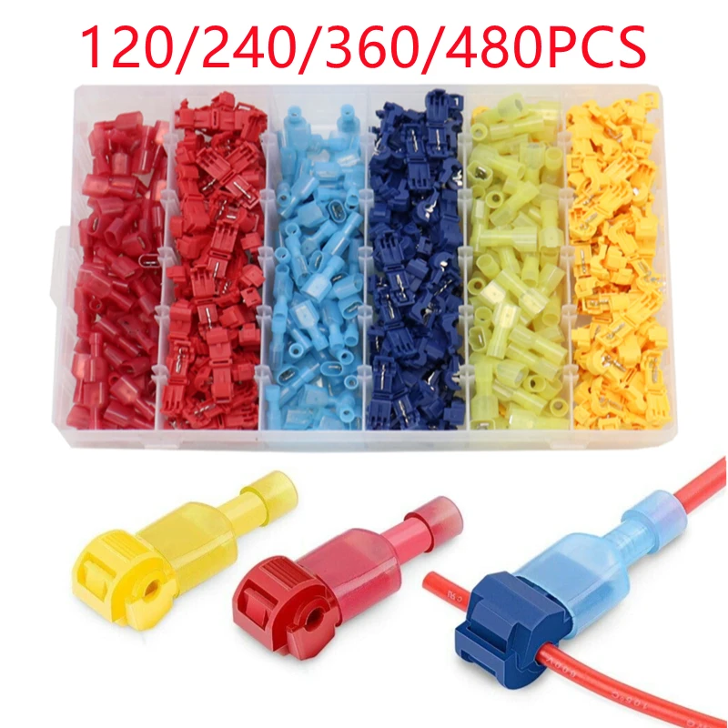 120/240/480Pcs Quick Electrical Cable Connectors Snap Splice Lock Wire Terminal Crimp Car Electric Wire Connector Audio Kit