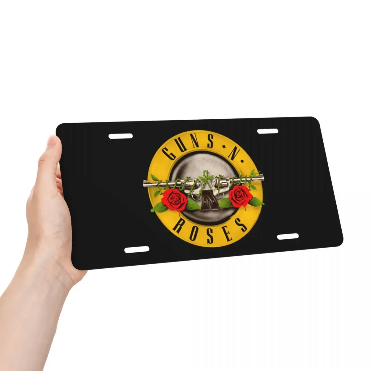 Guns N Roses Logo License Plate Cover Customized Heavy Metal Decoration Vanity Tag Aluminum Metal License Plate Sign 6x12 Inch