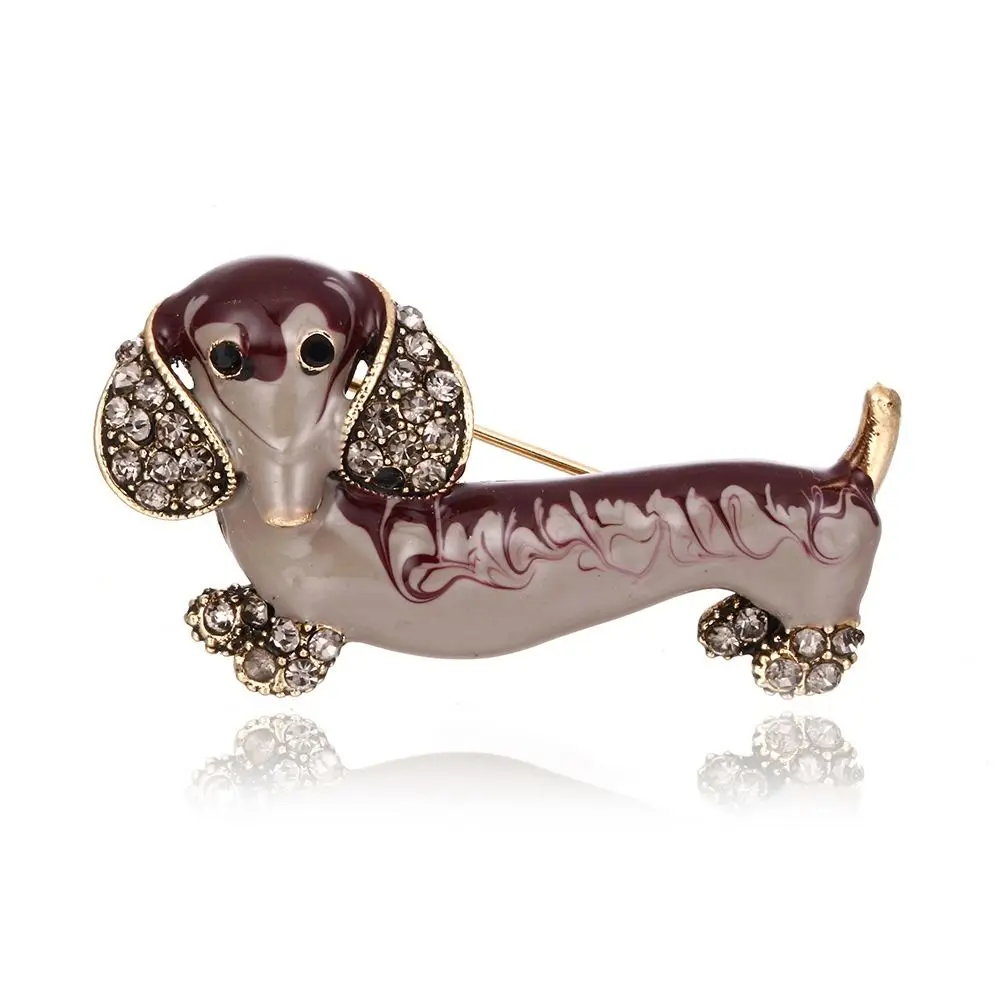 Animal Suit Accessory Niche Design Alloy Rhinestone Fashion Jewelry Dachshund Dog Brooch Clothing Accessory Women Brooch