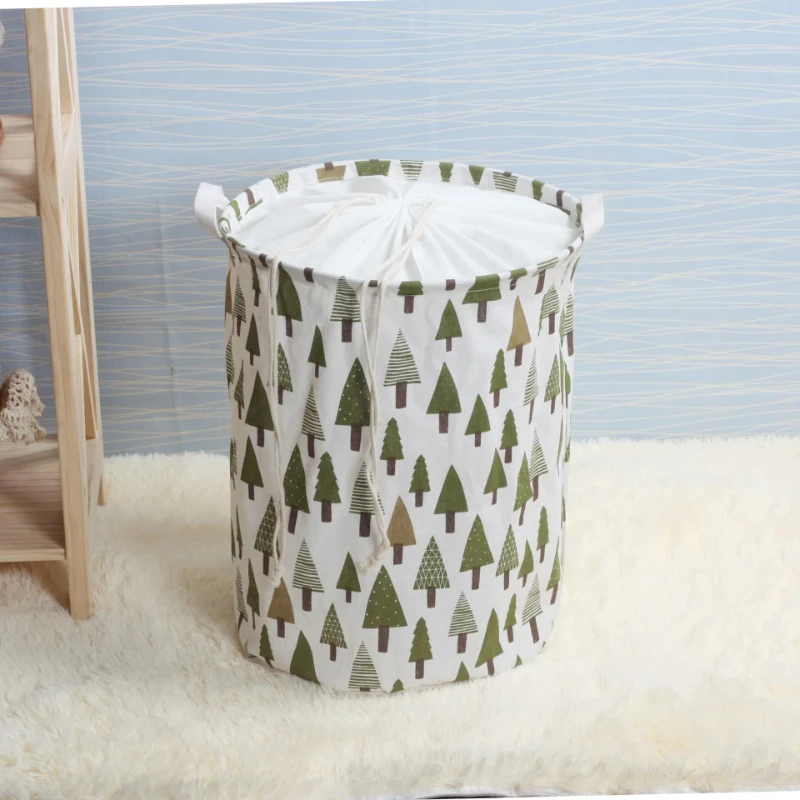 New Fashion Print Laundry Basket with Drawstring Lining Portable Foldable Storage Bag Hamper for Kids Toys Dirty Clothes Basket