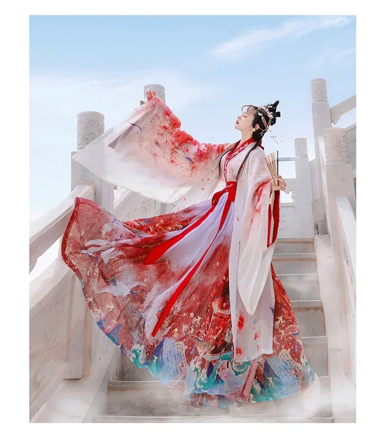 

Ancient Hanfu Dress Traditional Han Chinoiserie Ancient Clothing Daily Fairy Cosplay Costume Dance Dress Party Stage Costume