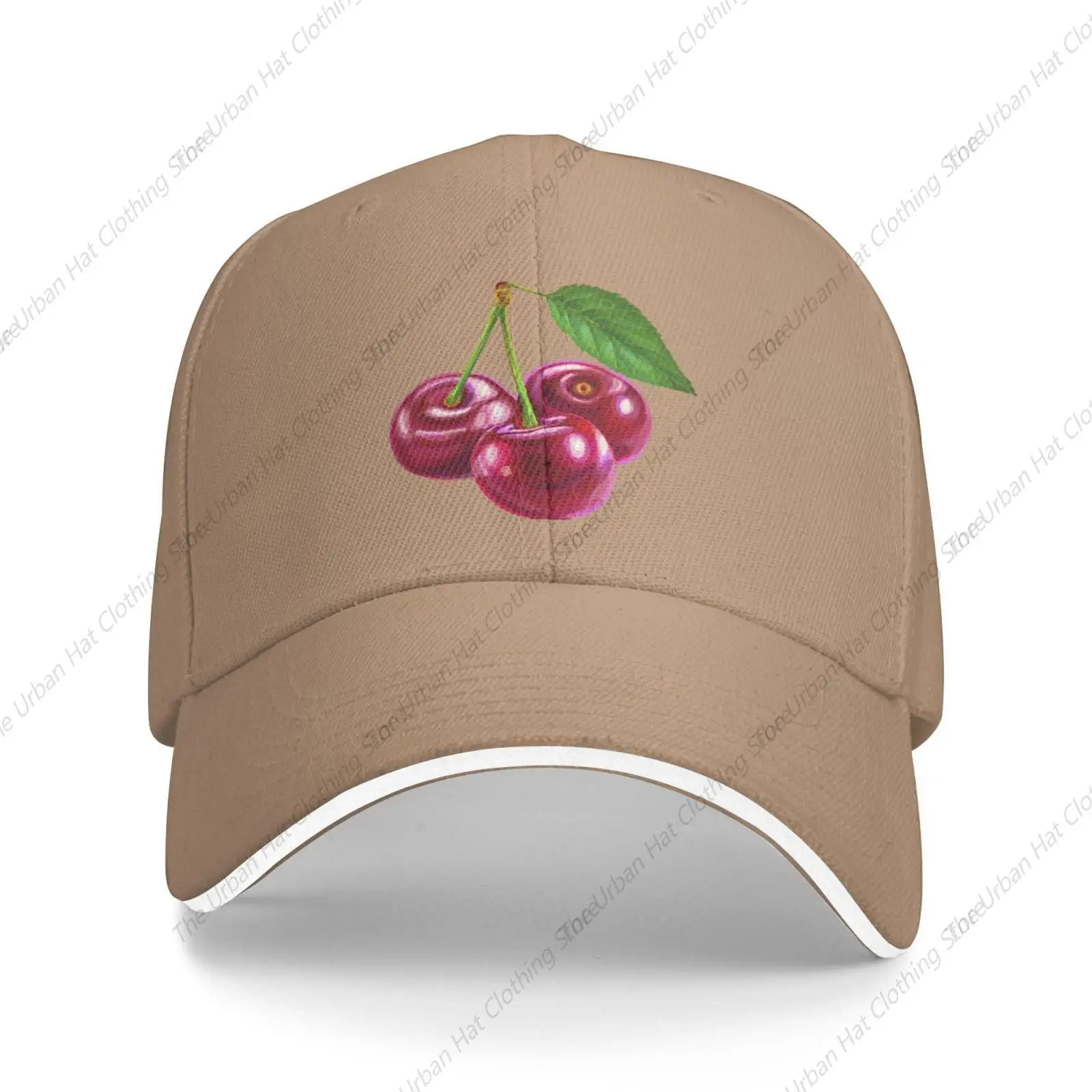 

Cherry Trucker Baseball Cap for Men Women Hat Sandwich Brim Dad Hats for Daily Outdoor