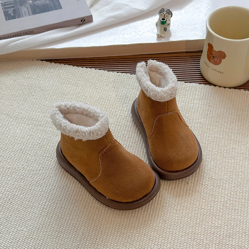 2025 الكلاسيكية سحر وبسيطة براعة الأميرة الثلوج الأحذية للفتيات الجلد المدبوغ أحذية الشتاء فتاة الاطفال أحذية منصة المخملية #5