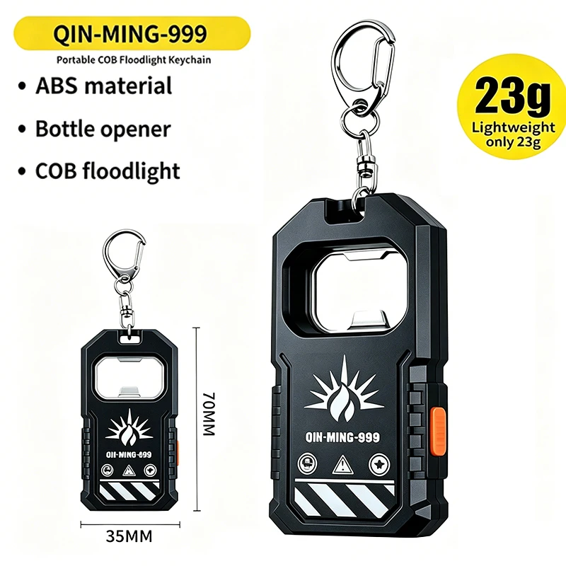 2Pcs Portable LED COB Keychain Flashlight USB Rechargeable Torch Mini Outdoor Working Light with Bottle Opener Emergency Lantern