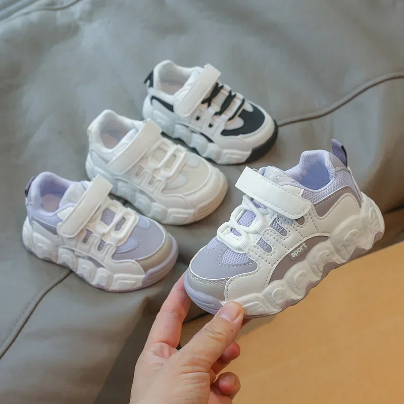 

Kids Running Shoes Thick Soft Sole Children Sneakers Hookloop 2025 New Fashion Students Sports Shoes Mesh Breathable Trendy