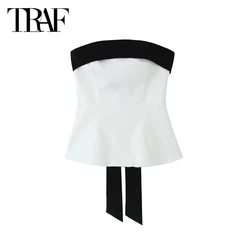 TRAF Butterfly Corset Top 2024 Women's Summer Elegant Party Bow Lace-Up Tube Tops Ladies Fashion Casual Sleeveless Backless Top